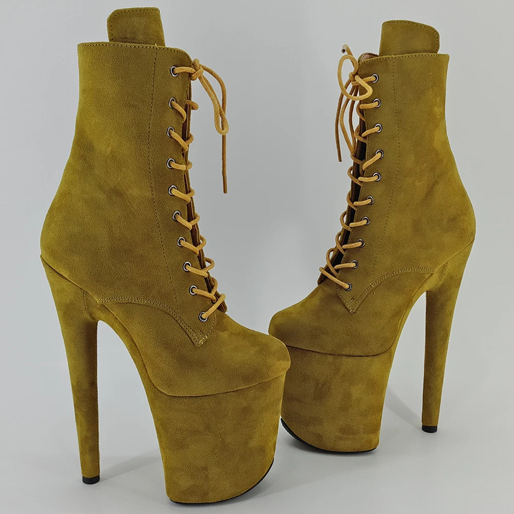 Leecabe Chaussures à talons hauts en daim jaune 20 cm/8 pouces pour femme