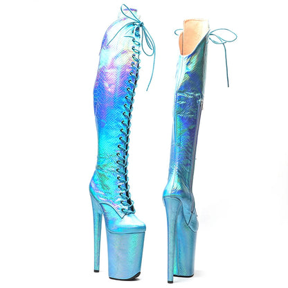 Leecabe 23CM/9 zoll Schlange PU mode dame High Heel plattform Pole Dance stiefel