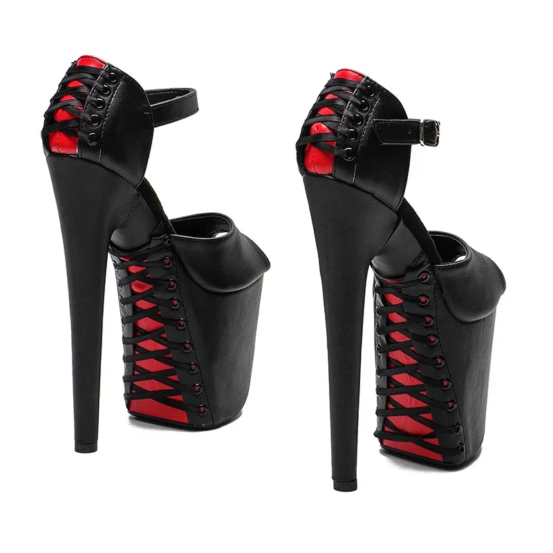 Leecabe 20cm/8 zoll Matte PU Obermaterial Neue Mode trend plateau high heel sandalen stripper ferse pole dance schuhe