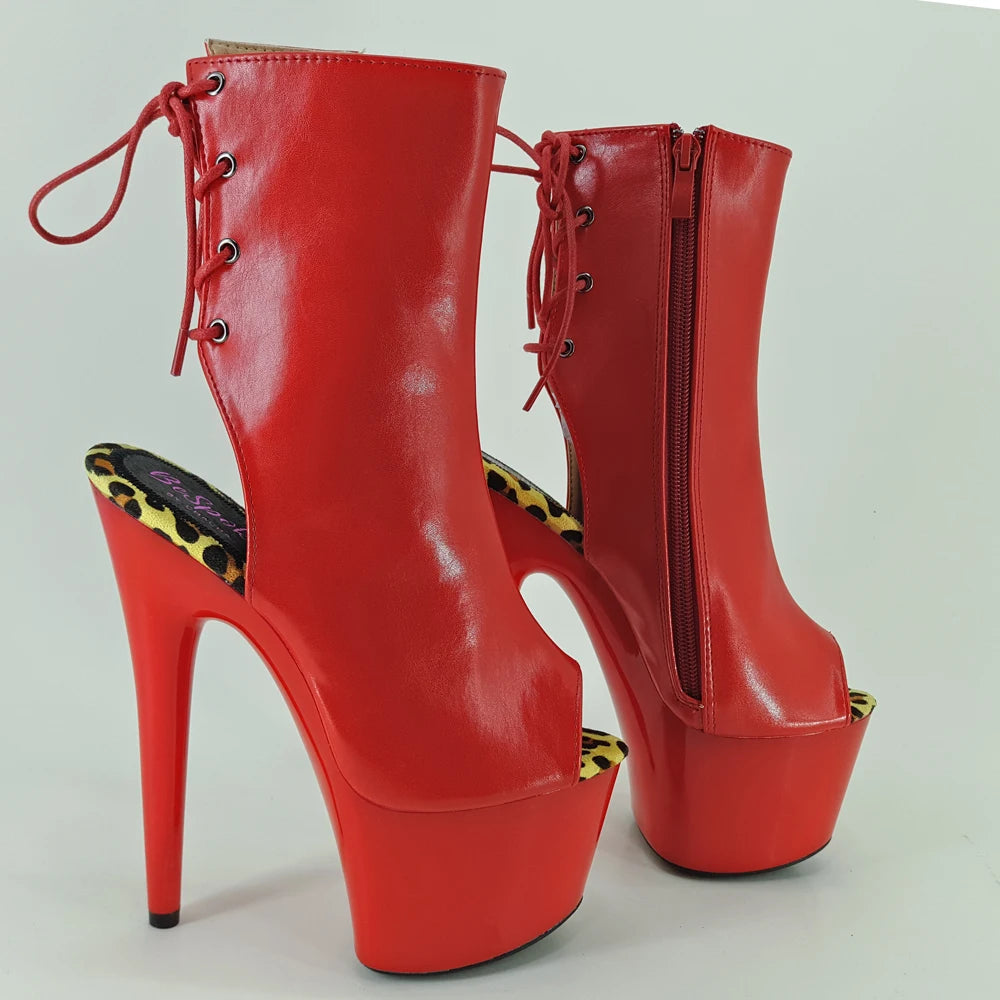 Leecabe RED UP 17CM/7inches Pole dancing shoes High Heel platform Boots Pole Dance boot