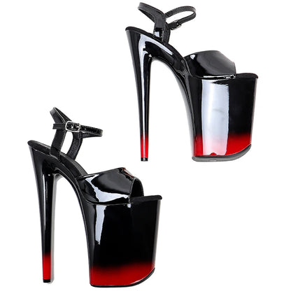 Leecabe 23CM/9inches black fashion  Platform Sexy exotic  High Heels Sandals Pole Dance shoes