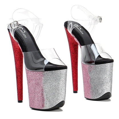 Leecabe Bunte Glitter 20cm/8 zoll Farbe pole dance sandalen dame schuh high heel plattform tanz schuhe