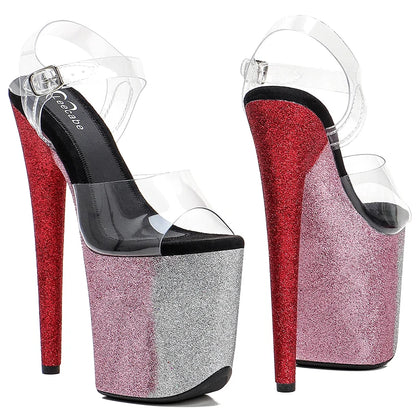 Leecabe Bunte Glitter 20cm/8 zoll Farbe pole dance sandalen dame schuh high heel plattform tanz schuhe