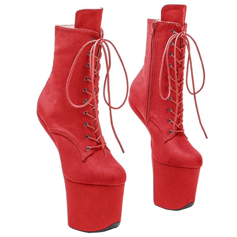 Leecabe suede Upper  Platform Ankle Boots Sexy Exotic heelless pole dance shoes