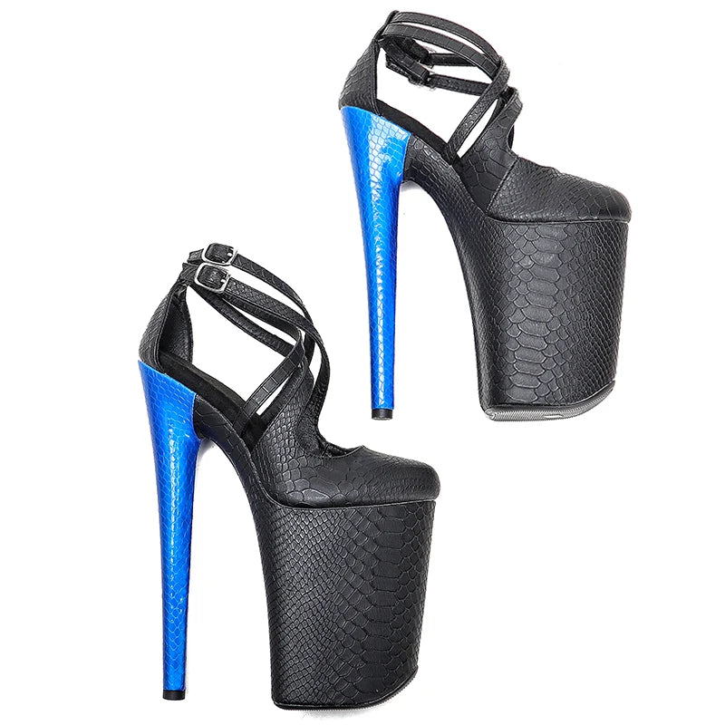 Leecabe 23CM/9inches PU upper  Platform Sexy  High Heels Sandals Pole Dance shoes