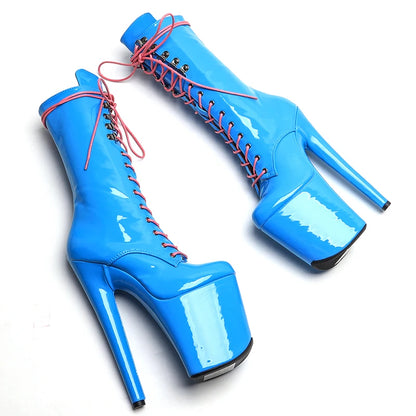 Leecabe 20cm/8inches Patent  Upper   Fashion  High Heel platform   Pole Dancing boots