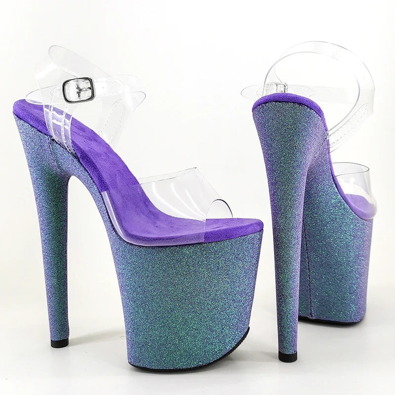 Leecabe 20cm/ 8inches   PVC upper  fashion sexy glittering  platform high heel   sandals  pole dance shoes