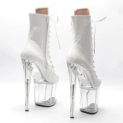 Leecabe 20CM/8 zoll Lack PU transparent High Heel Plateaustiefel Pole dance schuhe Pole Dance stiefel