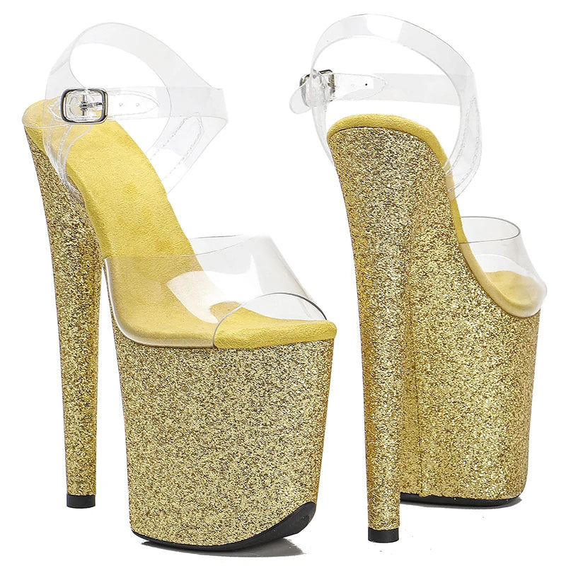 Leecabe 20cm/ 8inches   PVC upper  fashion sexy glittering  platform high heel   sandals  pole dance shoes