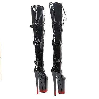 Leecabe 23CM/9 zoll Patent PU mode dame High Heel plattform Pole Dance stiefel