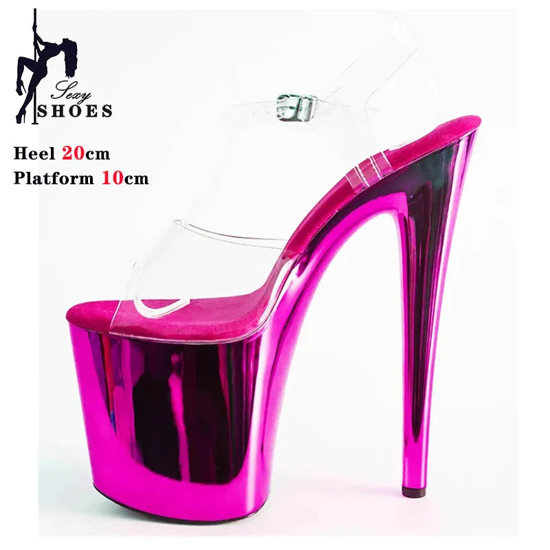 Sandales à plateforme sexy fétichistes de 8 pouces, chaussures de pole dance à bout ouvert, 20 cm, modèles de strip-teaseuses pour femmes, spectacle, discothèque, chaussures de mariée exotiques