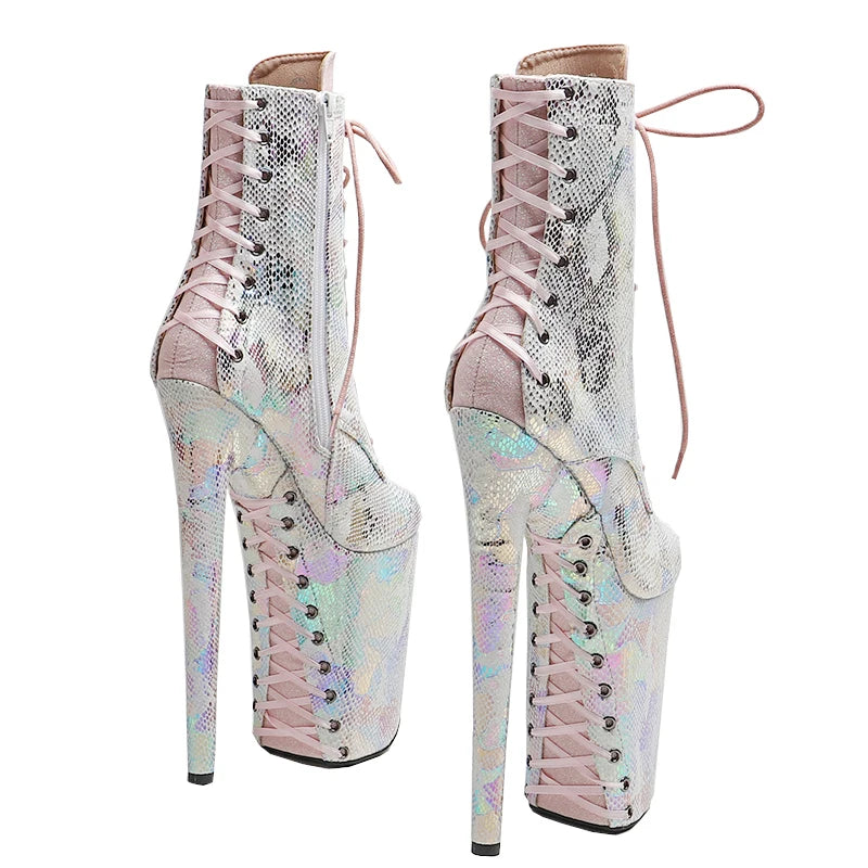 Leecabe 23CM/9 zoll Schlange Wildleder obermaterial Sexy Mode trend stiefel High Heels Plattform stripper ferse Pole Dance schuhe