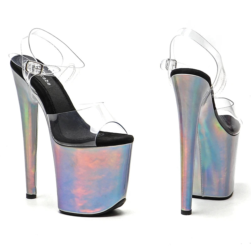 Leecabe 20cm/ 8inches PVC Upper  shiny PU cover    platform  high heel sandals  pole dance shoes