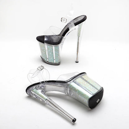 Leecabe 20cm/ 8inches PVC  upper   platform  high heel sandals  pole dance shoes