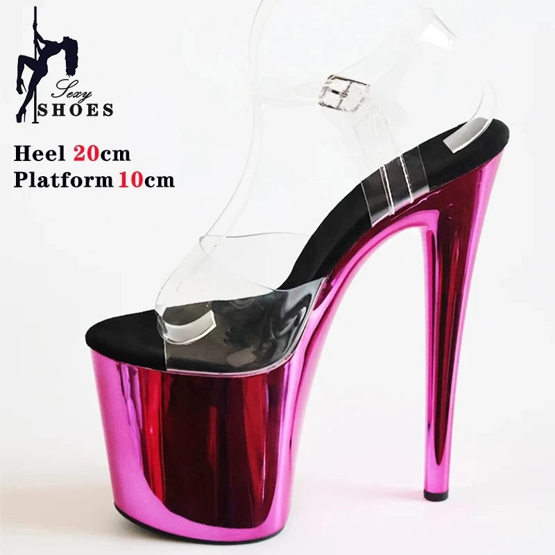 Sandales à plateforme sexy fétichistes de 8 pouces, chaussures de pole dance à bout ouvert, 20 cm, modèles de strip-teaseuses pour femmes, spectacle, discothèque, chaussures de mariée exotiques