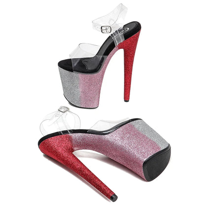 Leecabe Bunte Glitter 20cm/8 zoll Farbe pole dance sandalen dame schuh high heel plattform tanz schuhe