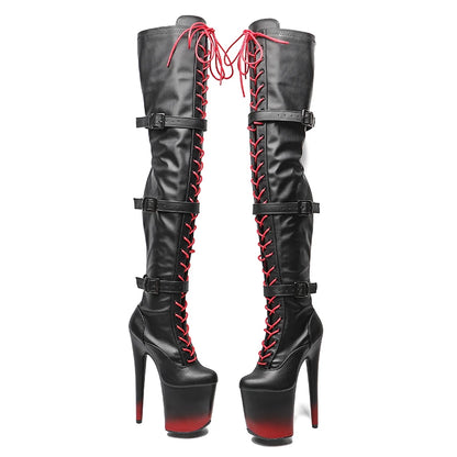 Leecabe 20CM/8inches Matte PU Pole dance schuhe High Heel plateaustiefel geschlossene zehe Pole Dance stiefel