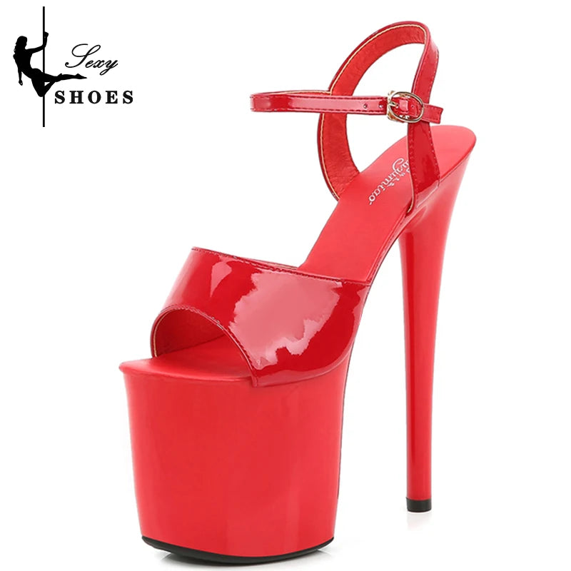 2023 neue Patent Leder Frauen Sexy Show Schuhe Pole Dance Stripper High Heels Sandalen Party Club 20CM Plattform Hohe-schuhe mit hohen absätzen