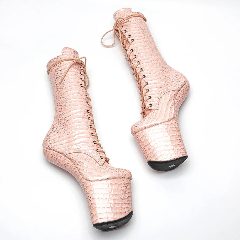 Leecabe Bottes à plateforme en PU Chaussures de pole dance sexy et exotiques sans talons