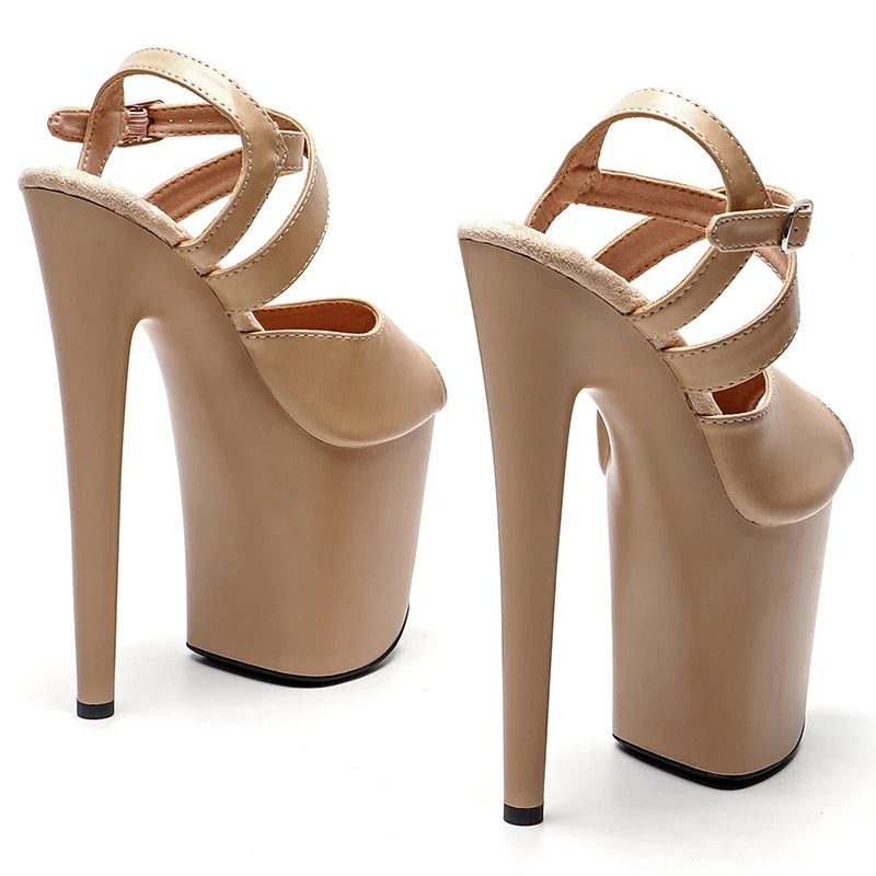 Leecabe 20cm/ 8inches Matte  PU upper platform  high heel  open toe sandals  pole dance shoes