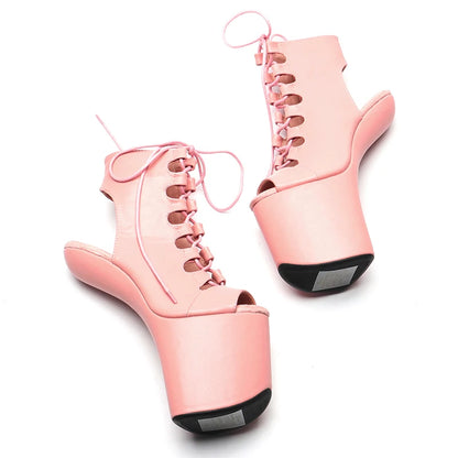 Chaussures de pole dance Leecabe Matte PU avec tige en PU Talons style plateforme Botte Pole Dance