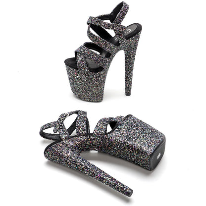 Leecabe 20cm/ 8inches glitter upper  for Party Club Stripper Heels pole dance shoes