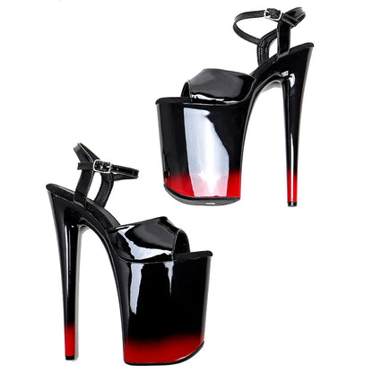 Leecabe 23CM/9inches black fashion  Platform Sexy exotic  High Heels Sandals Pole Dance shoes