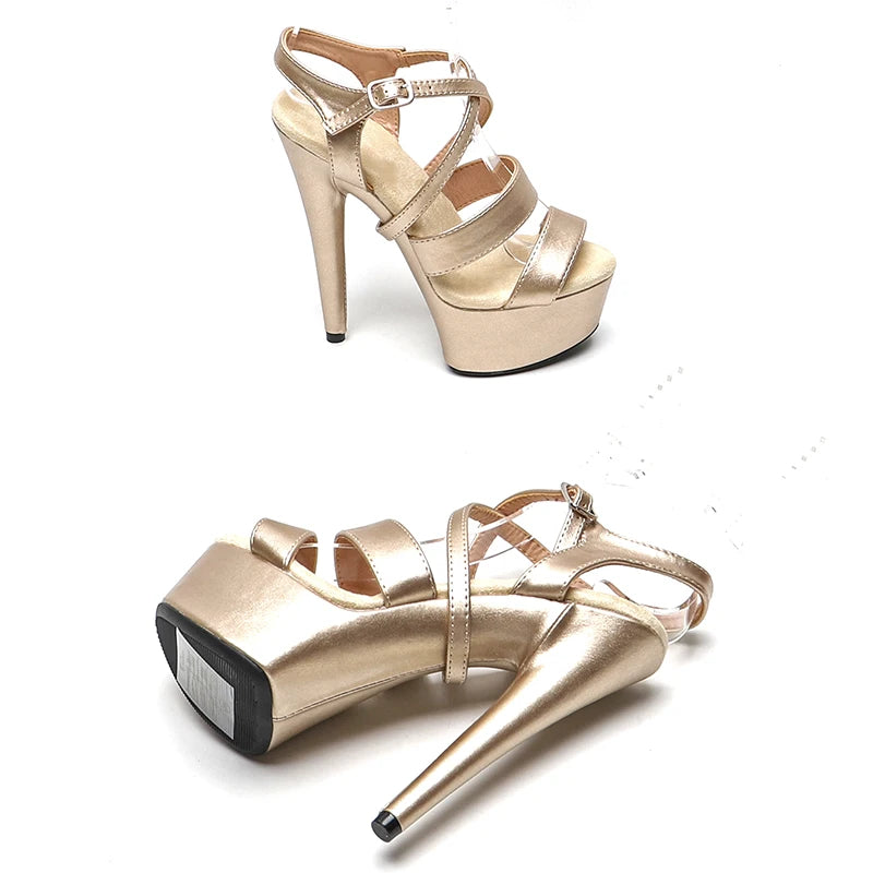 Leecabe 15CM/6Inch Matte PU Upper  Platform Sandals  party High Heels Shoes Pole Dancing Shoes