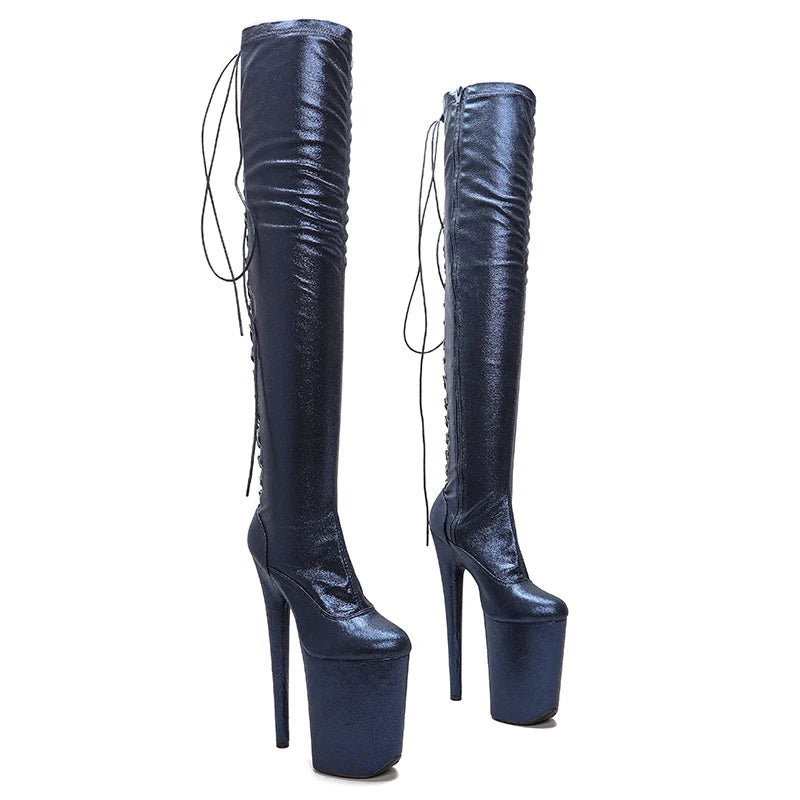 Leecabe 23CM/9 zoll schnüren mode dame High Heel plattform Pole Dance stiefel