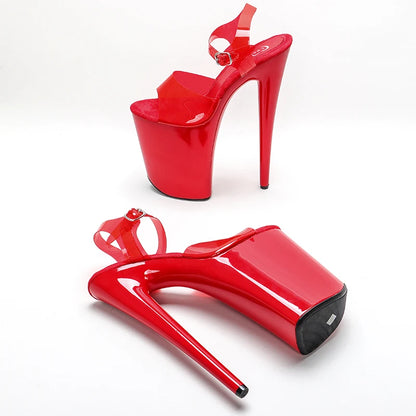 Leecabe 23 CM/9inches Red color  Upper  Platform Shoes Sexy Dance ShoesHigh Heels Sandals Pole Dance shoes