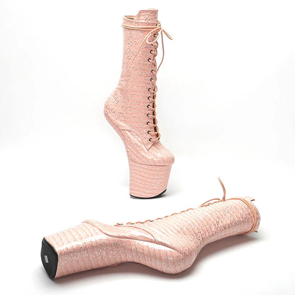 Leecabe Bottes à plateforme en PU Chaussures de pole dance sexy et exotiques sans talons