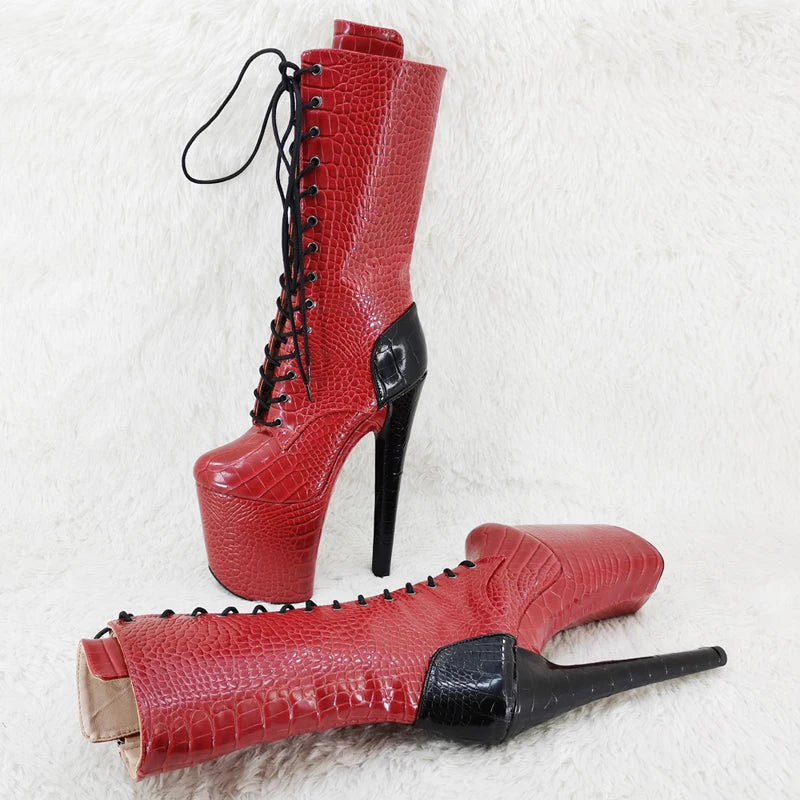 Leecabe 20CM/8inch PU tige mélange de couleurs tendance mode plate-forme talons hauts stripper talon Pole Dance boot