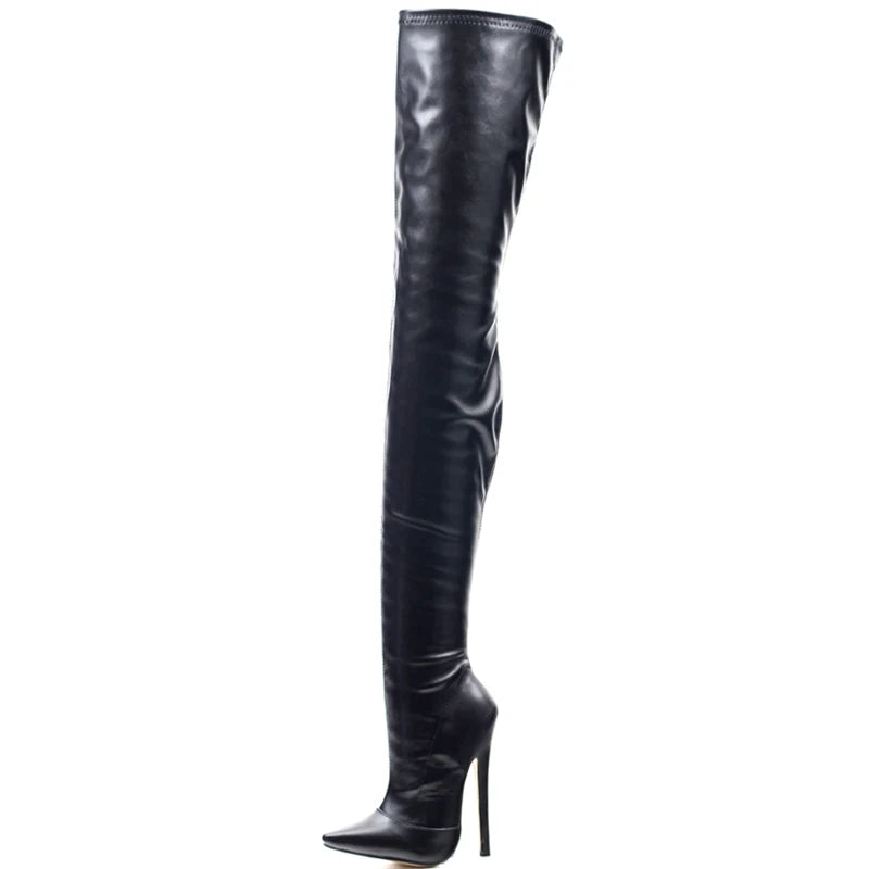 Bottes hautes fétichistes pour femmes CACA, talons hauts de 7 pouces/18 cm, bottines sexy au-dessus du genou, fermeture éclair sur tout le côté, personnalisées, livraison directe