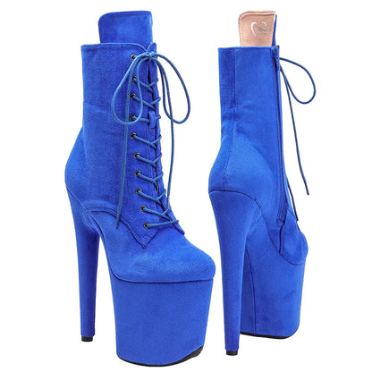 Leecabe Wildleder Blau 20CM/8 zoll Pole dance schuhe High Heel plateaustiefel geschlossene zehe Pole Dance booties