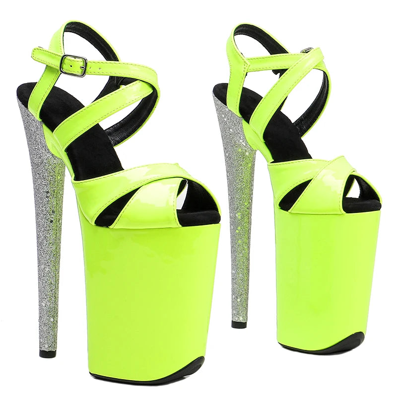 Leecabe 23CM/9inches PU upper  Platform Sexy  High Heels Sandals Pole Dance shoes