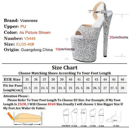 Elegante frauen schuhe mit High Heels 20CM Pailletten Tuch Plattform Moderne Sandalen Stripper Schuhe Rot Hochzeit Frauen Schuhe Pumps