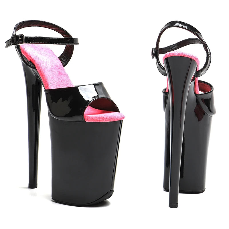 Leecabe 23CM/9inches  Patent Shiny PU  upper fashion trend exotic Platform  High Heels Sandals stripper heel Pole Dance shoes