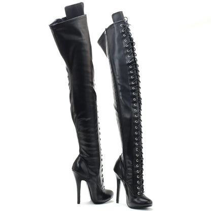 CACA 14cm Stiletto High Heels Femmes Cuissardes Bottes, Hommes Cosplay Danse Chaussures, Fétiche Longue Botas, Noir, Couleurs Personnalisées, Dropship