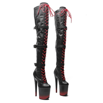 Leecabe 20CM/8inches Matte PU Pole dance schuhe High Heel plateaustiefel geschlossene zehe Pole Dance stiefel