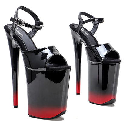 Leecabe 23CM/9inches black fashion  Platform Sexy exotic  High Heels Sandals Pole Dance shoes