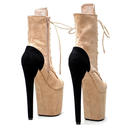 Leecabe  20CM/8inches Suede upper Pole dancing shoes High Heel platform Pole Dance boot