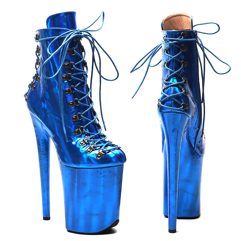 Leecabe 23CM/9 zoll holographie Shiny PU Oberen Pole dance schuhe High Heels Pole Dance stiefel