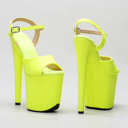 Leecabe 20cm/8inches Matte PU yellow color  high heel sandals sexy model shoes pole dance shoes