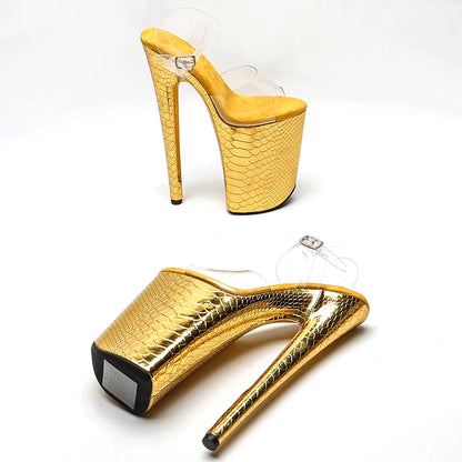 Leecabe 23CM/9inches  PVC upper fashion trend exotic sexy romantic snake  Platform   High Heels Sandals Pole Dance shoes