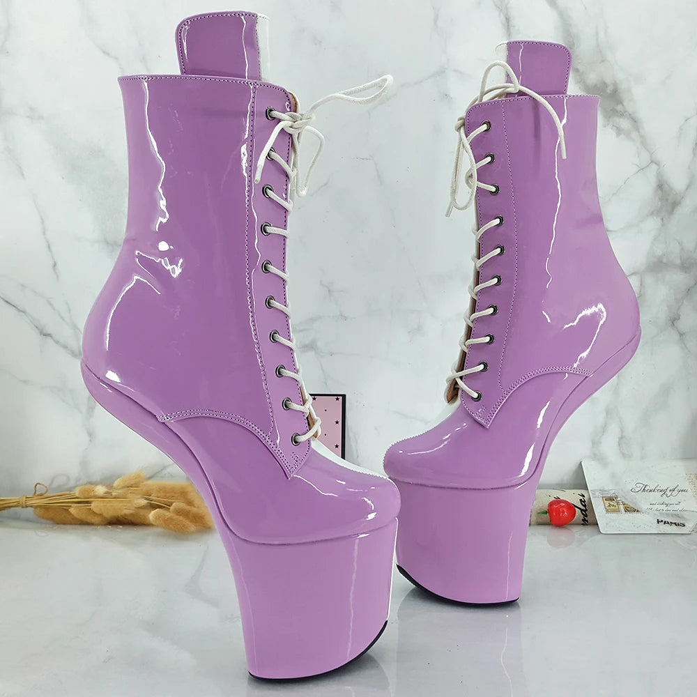 Leecabe Pink mit weißem Obermaterial Stiefel ohne Absatz Lady Gaga Kurze Schuhe Damen Unisex Stiefel Vamp BDSM Stiefel