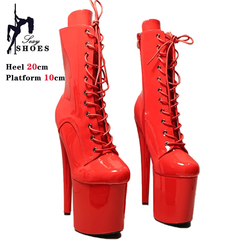 Schnelles Verschiffen NEUE Schwarze 8 Zoll Hohe Plateauschuhe Stripper Heels Pole Dance Stiefeletten Sexy Ritter Weibliche High Heels Damenschuhe