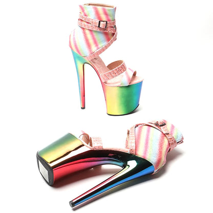 Leecabe 20cm/8inches colorful Mix and match colors  young trend fashion platform high heel   sandals  pole dance shoes