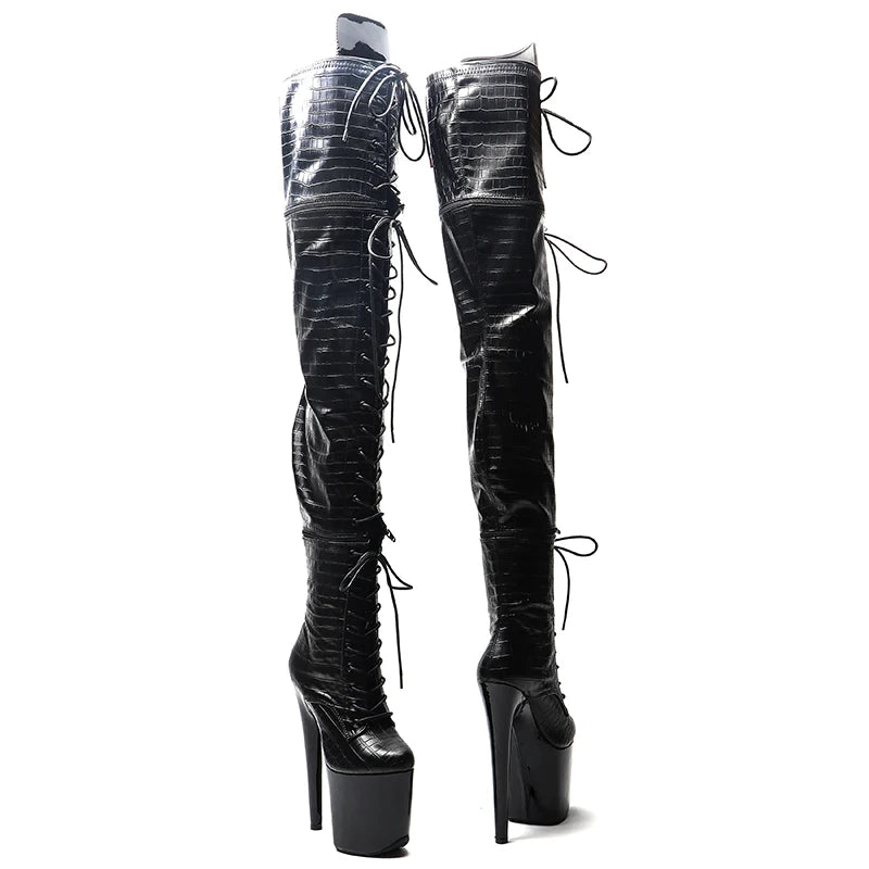 Leecabe 20CM/8Inch PU Oberen Reißverschluss geteilte Stiefel Frauen Neues Design Drei Möglichkeiten, Stiefel zu tragen Extrem High Heel Abnehmbare Stiefel