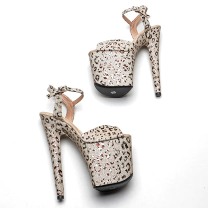 Leecabe 20cm/ 8inches Leopard  upper  exotic sexy fashion party    platform high heel   pole dance sandals shoes