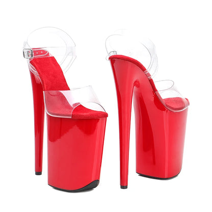 Leecabe 23CM/9inches PVC upper  Platform Sexy  High Heels Sandals Pole Dance shoes